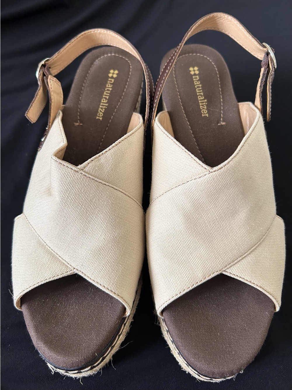 Naturalizer, Satwa Beige Crossover Platform Slingback Espadrille Sandals - 9W
